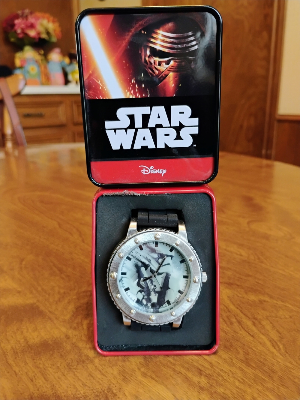 Disney Star Wars Men’s Black and Silver Stormtrooper Dial Watch. New In Box